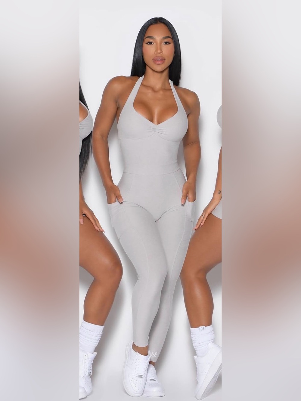 LIKE NEW! Bombshell Sportswear Backless Bodysuit- Ice